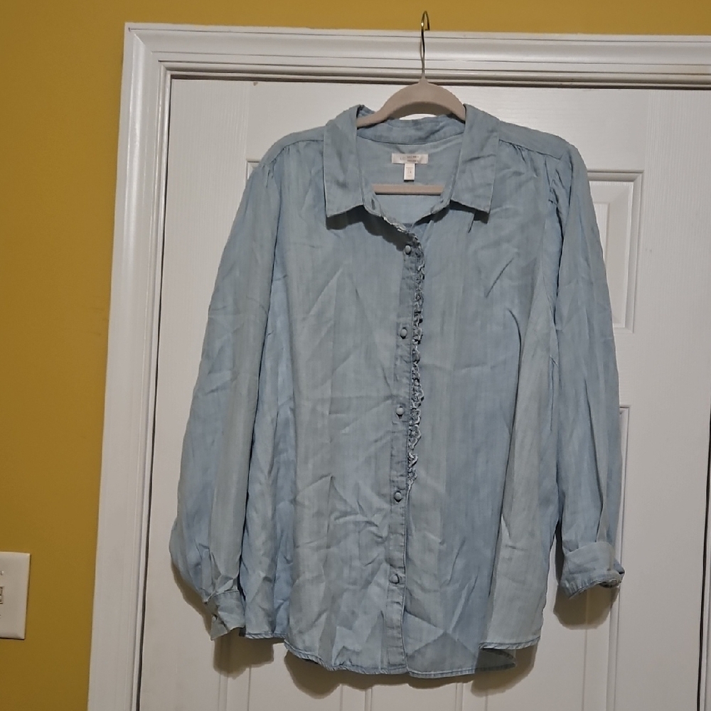 LC Lauren Conrad Sky Blue Jean Blouse